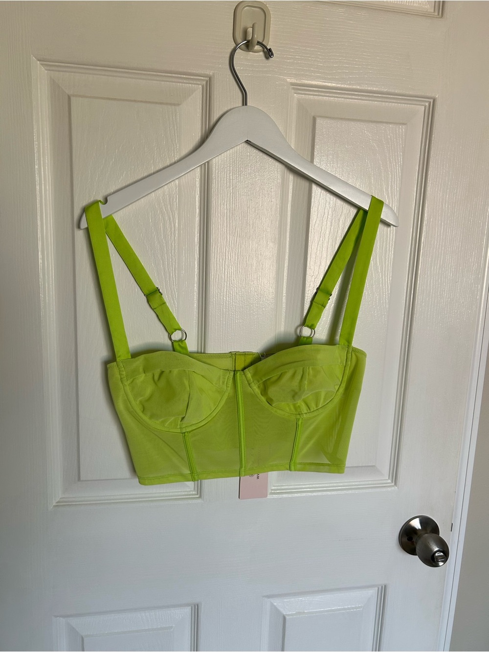 Oh Polly Neon Lime Longline Bustier Bra